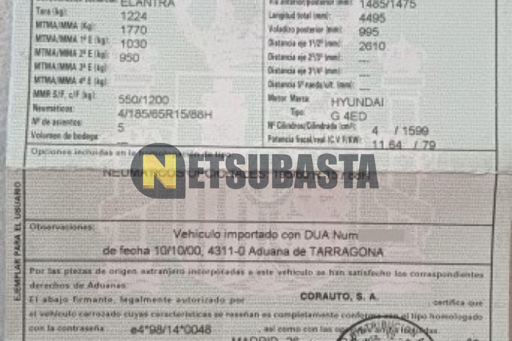 Hyundai Elantra 1.6 GLS 2001
