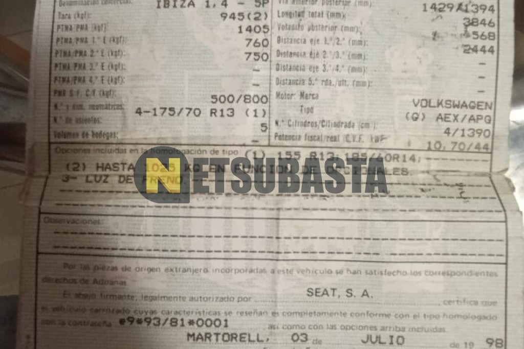 Seat Ibiza 1.4 1998