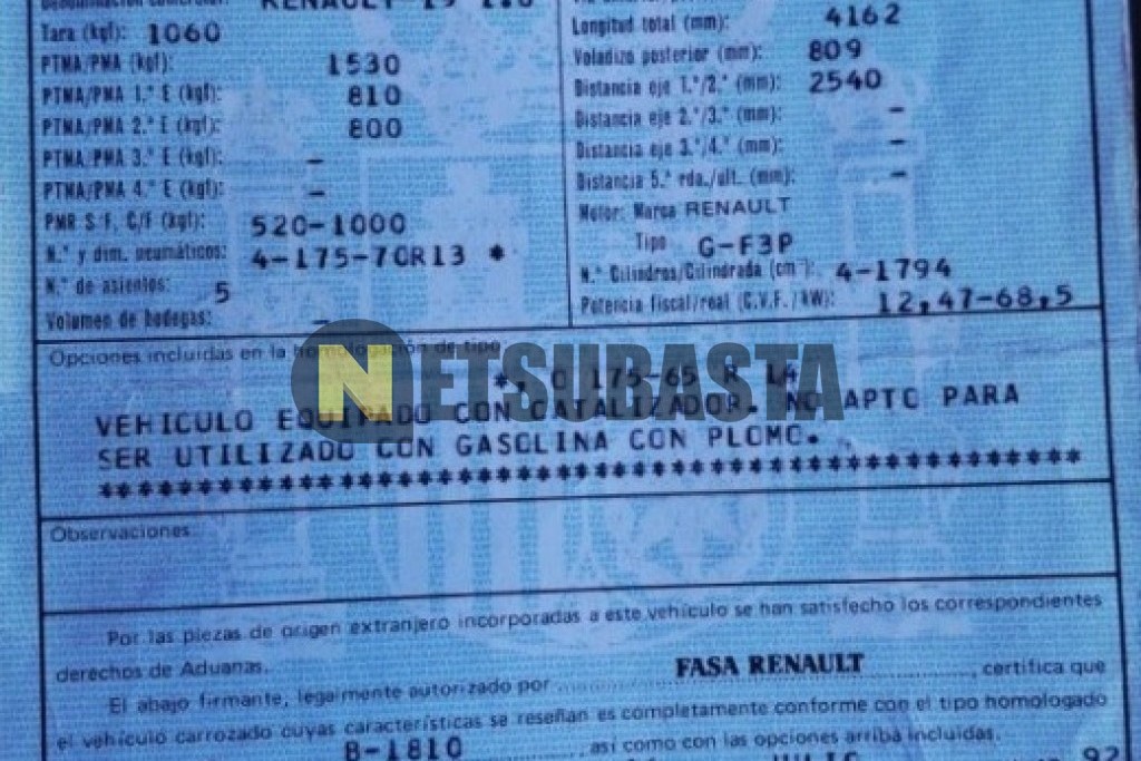Renault R19 1.8 1992