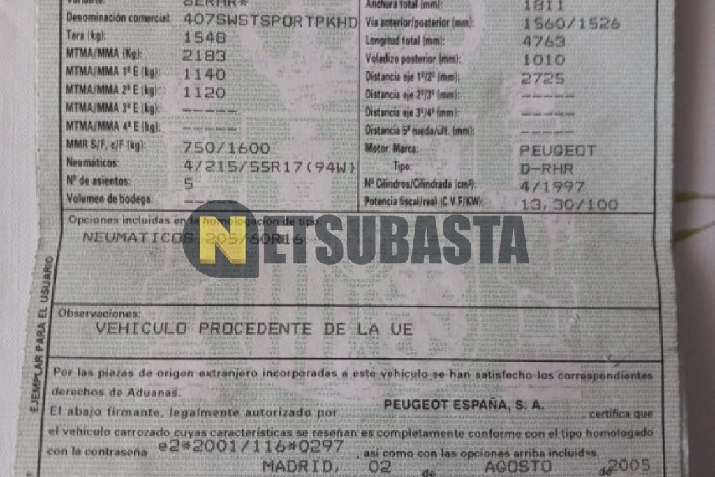 Peugeot 407 SW 2.0 HDi 2005