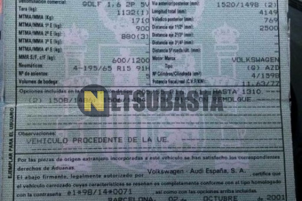 Volkswagen Golf 1.6 2001