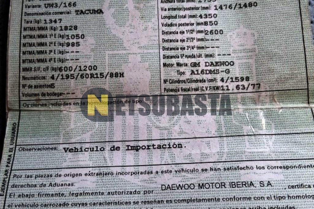 Daewoo Tacuma 1.6 16v 2004