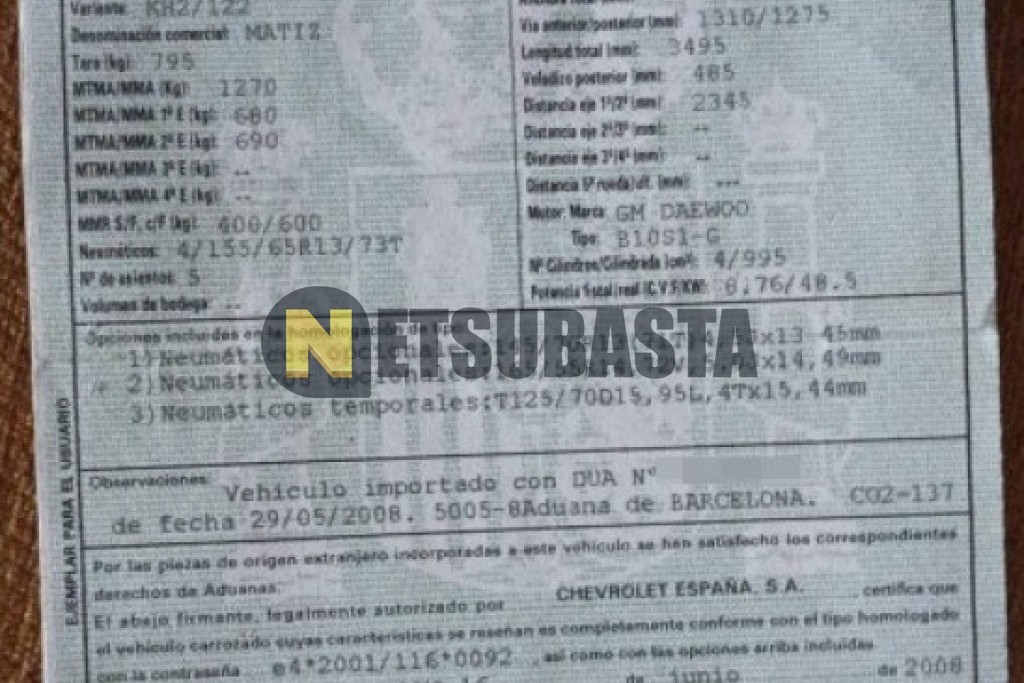 Chevrolet Matiz 1.0 2008