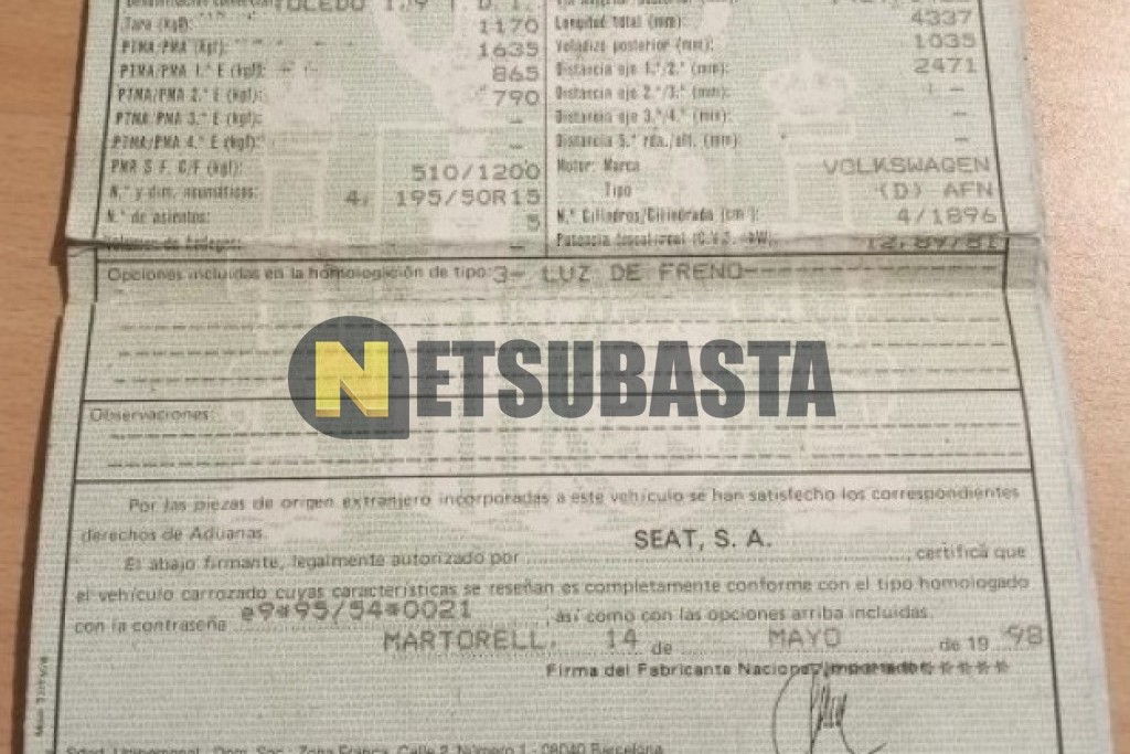 Seat Toledo 1.9 TDI 1998