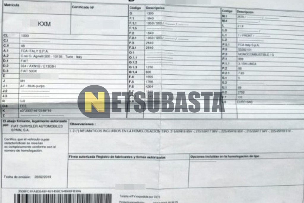 Fiat 500X 1.0 Firefly Turbo 2019