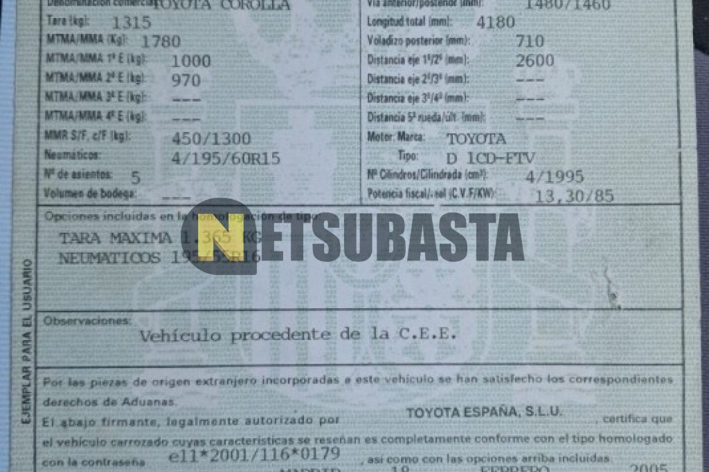 Toyota Corolla 2.0 D4-D 2005