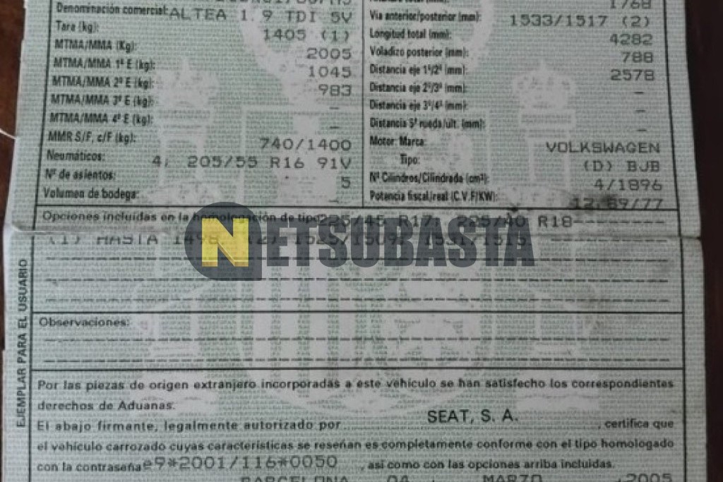 Seat Altea 1.9 TDI 2005