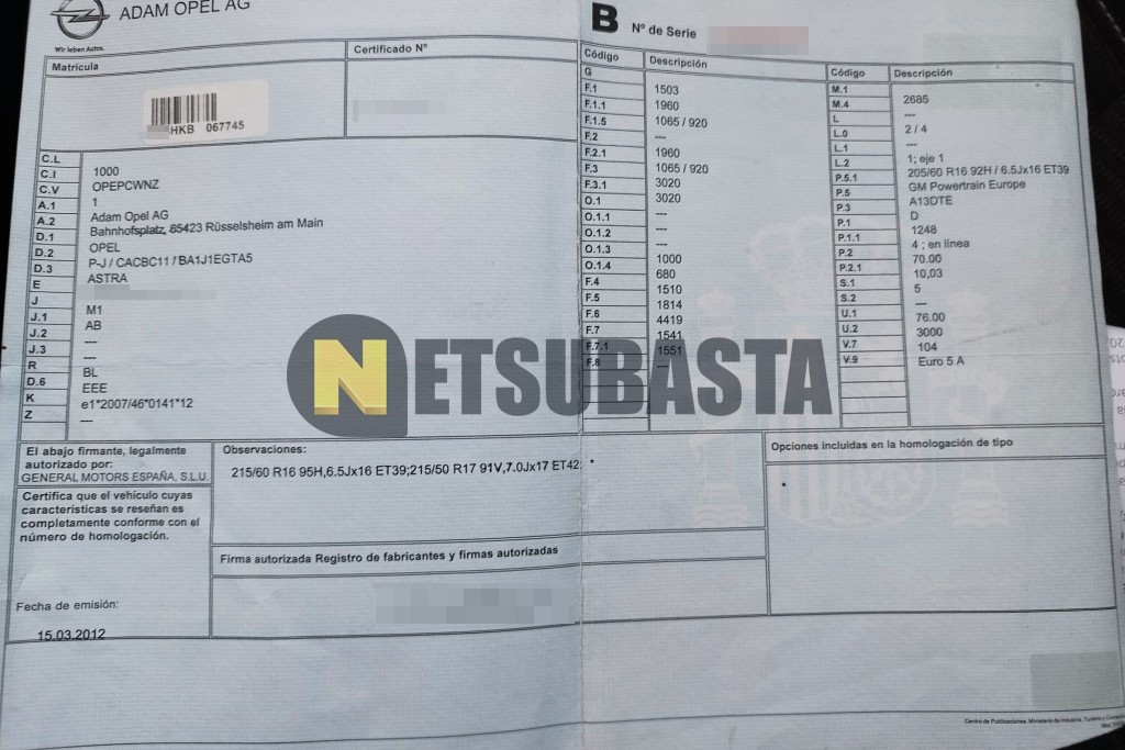 Opel Astra 1.3 ecoFlex 2012