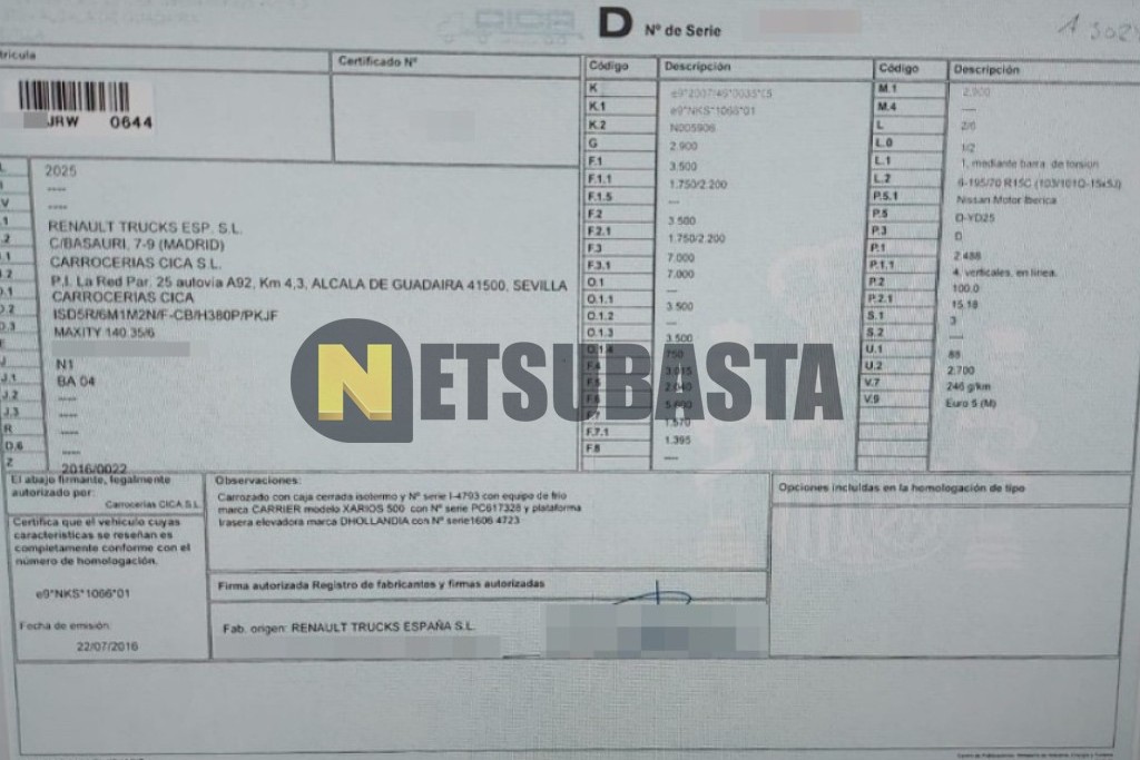 Renault Maxity 2.5 dCi Portacoches 2016