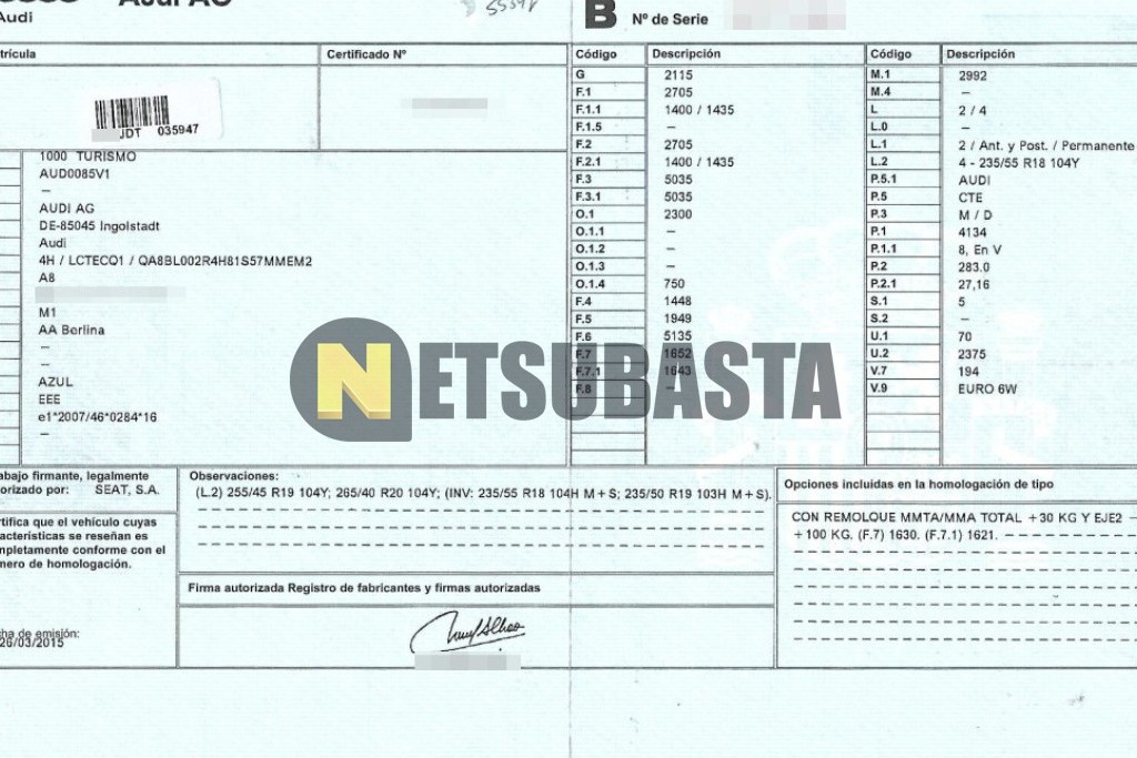 Audi A8 4.2 TDI quattro tiptronic 8 vel. 2015