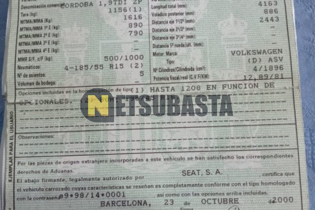 Seat Córdoba 1.9 TDi 2002