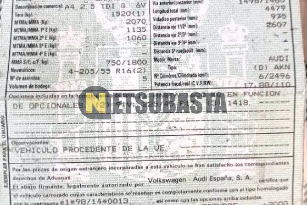 Audi A4 2.5 TDI quattro 2000