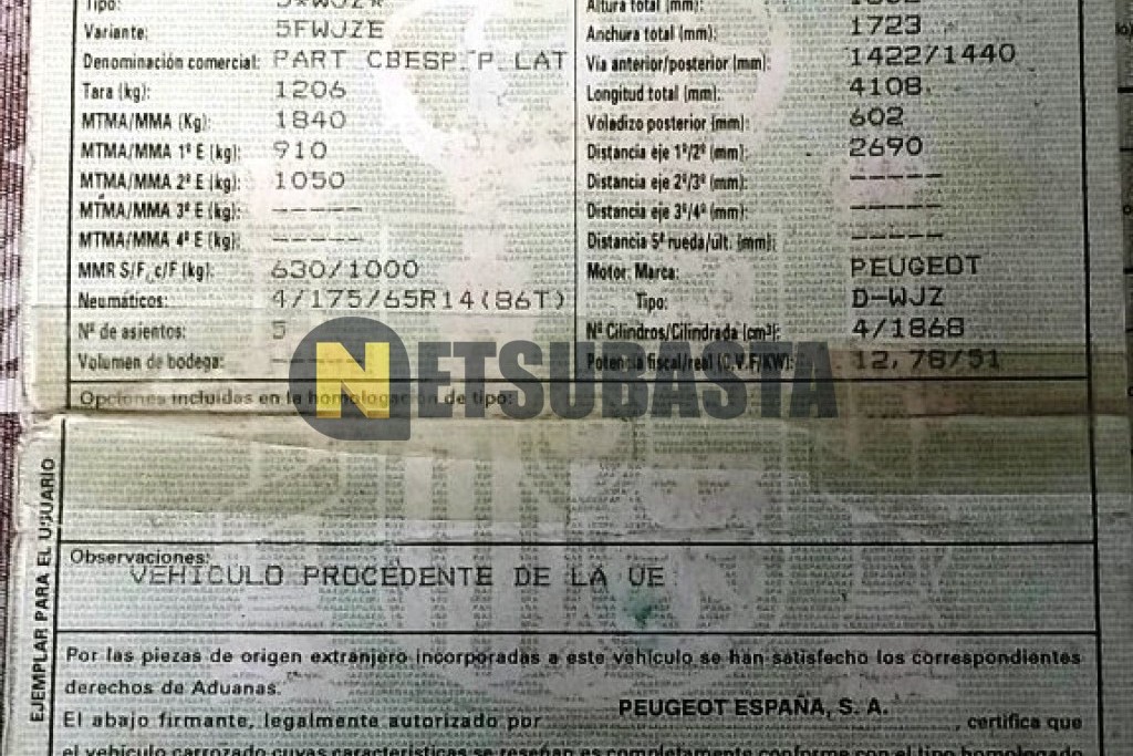 Peugeot Partner 1.9D 2001