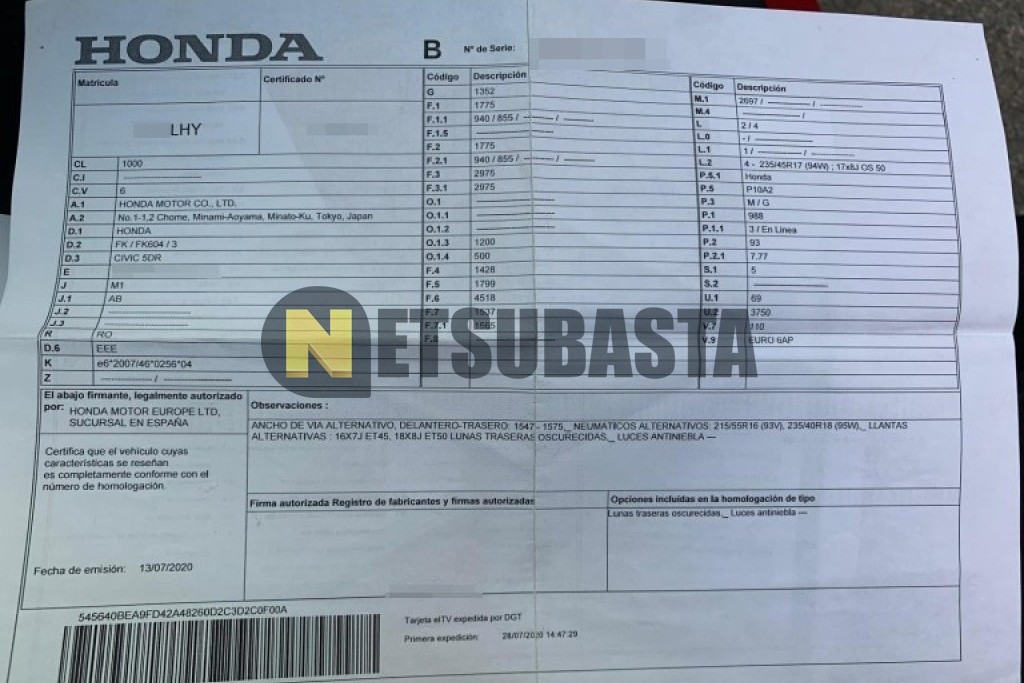 Honda Civic 1.0 VTEC Turbo 2020