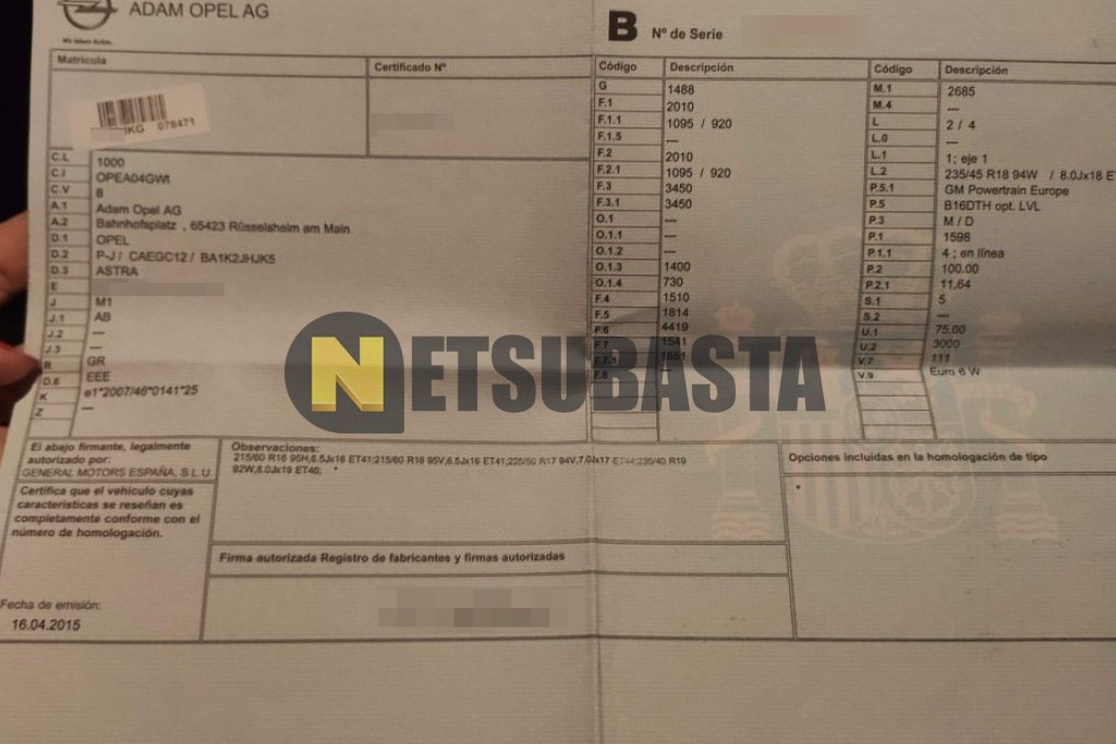 Opel Astra 1.6 CDTi 2015