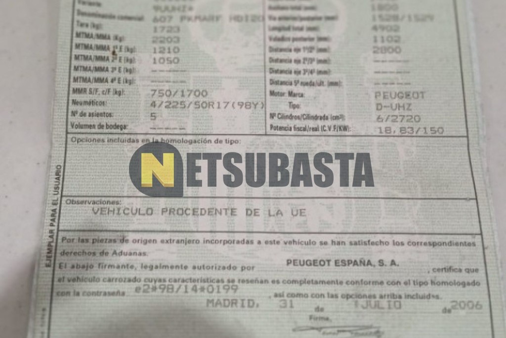 Peugeot 607 2.7 HDi Aut. 2007