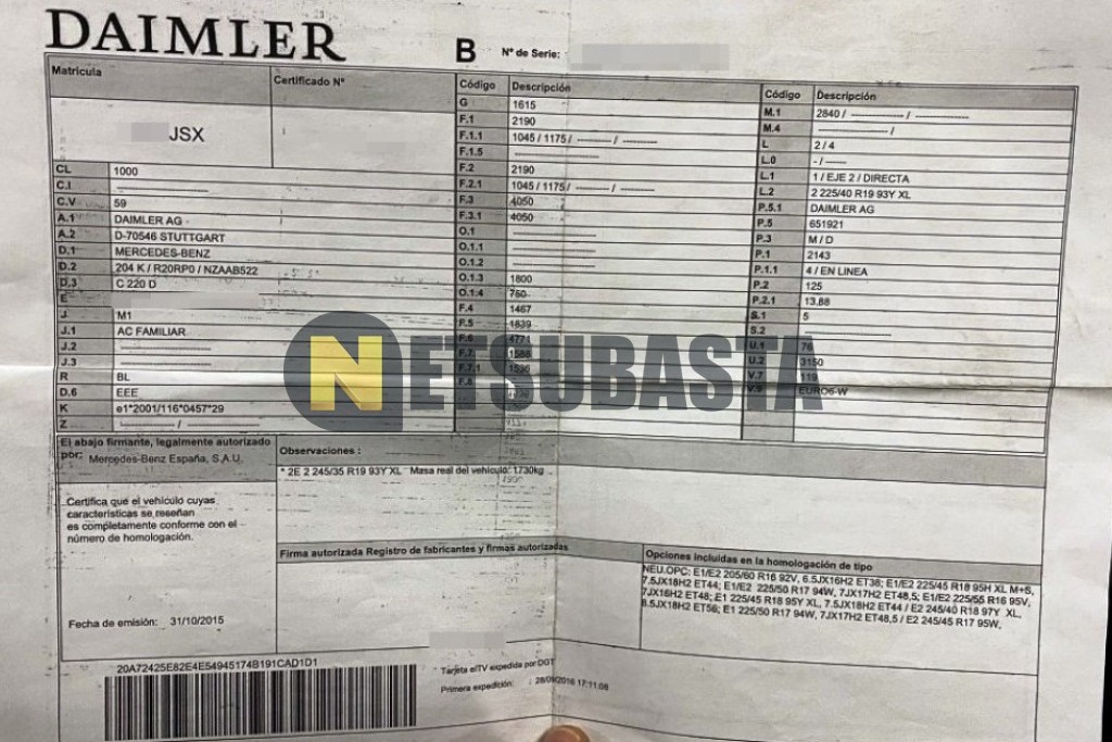 Mercedes-Benz C 220 d Estate 7G-TRONIC PLUS 2016