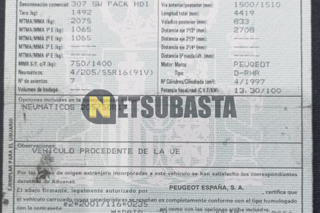 Peugeot 307 SW 2.0 HDi 2004