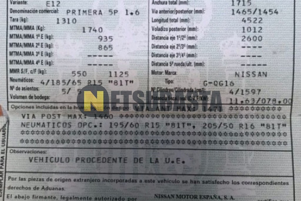 Nissan Primera 1.6 2001