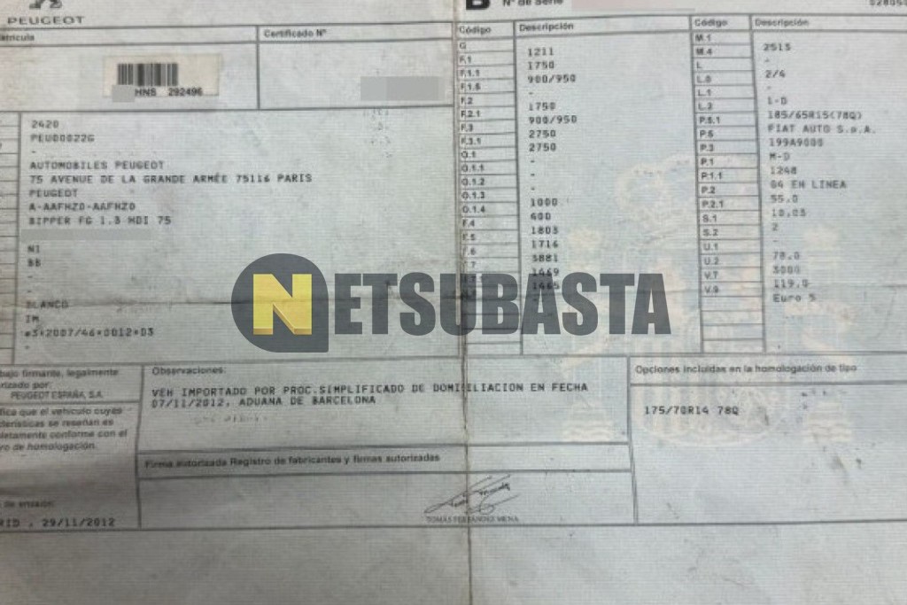 Peugeot Bipper 1.3 HDi Furgon 2013