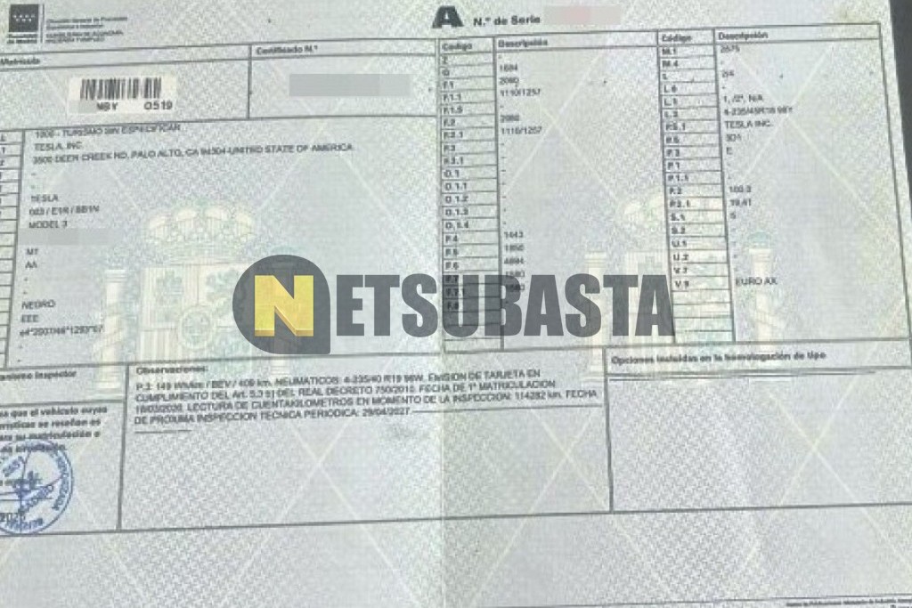 Tesla Model 3 Estandar Plus RWD 2020