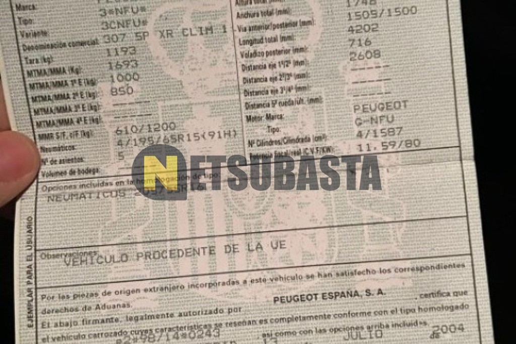 Peugeot 307 1.6 2004