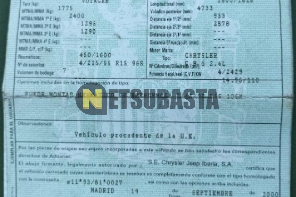Chrysler Voyager 2.4 2001