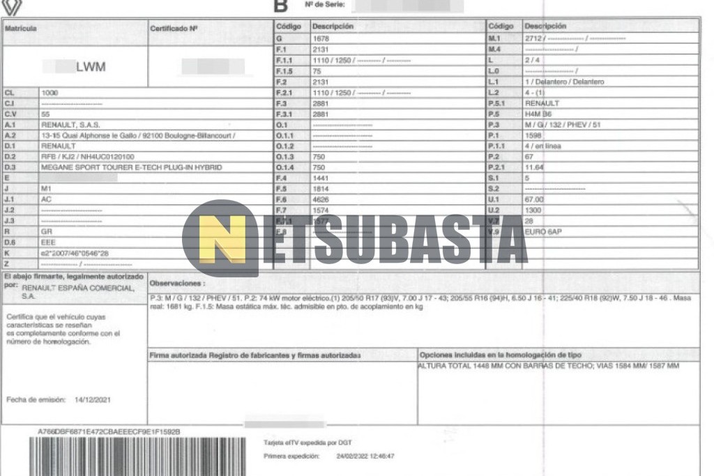 Renault Megane Sport Tourer E-TECH Híbrido enchufable 2022