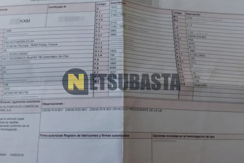 DS 7 Crossback 2.0 BlueHDi Automático 2019