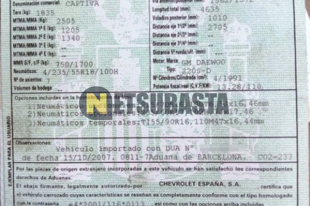 Chevrolet Captiva 2.0 VCDi 7 plazas Aut. 2007