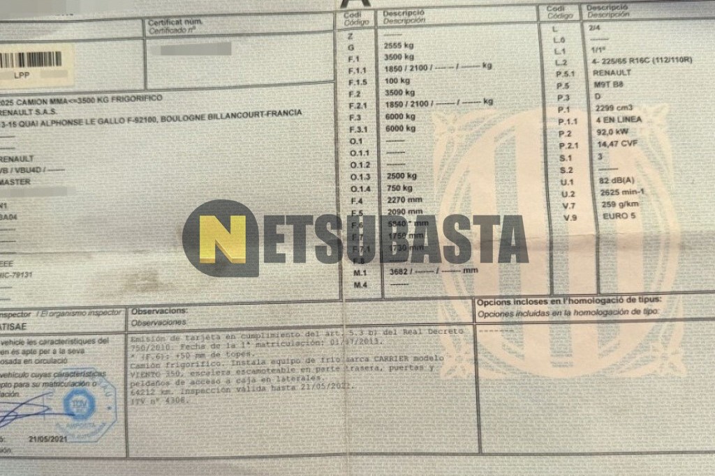 Renault Master 2.3 dCi Frigorífico 2013
