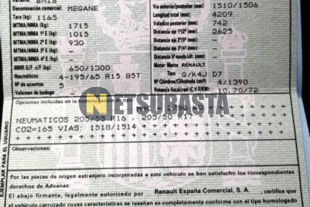 Renault Mégane 1.4 16v 2008