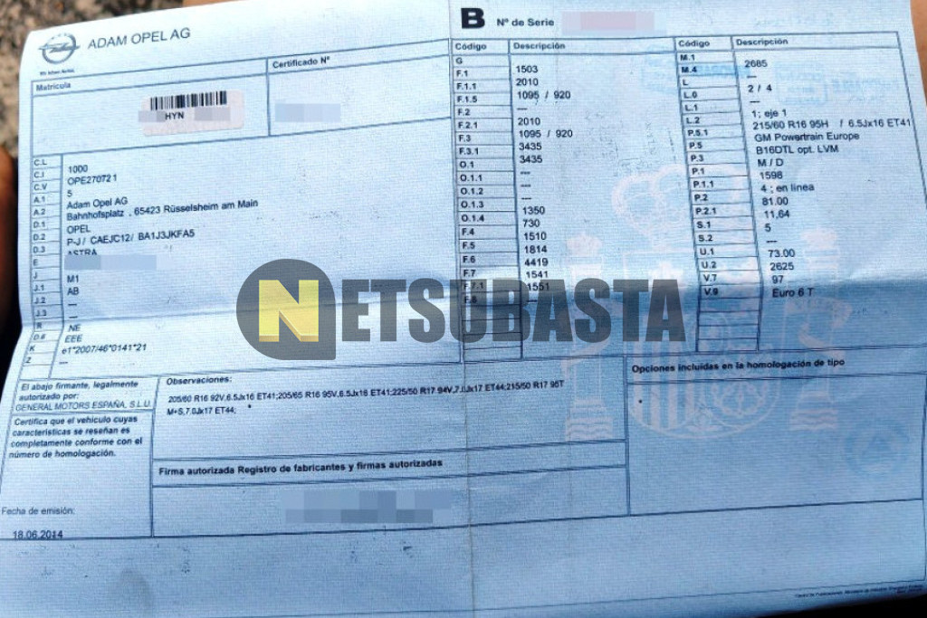 Opel Astra 1.6 CDTi 2014