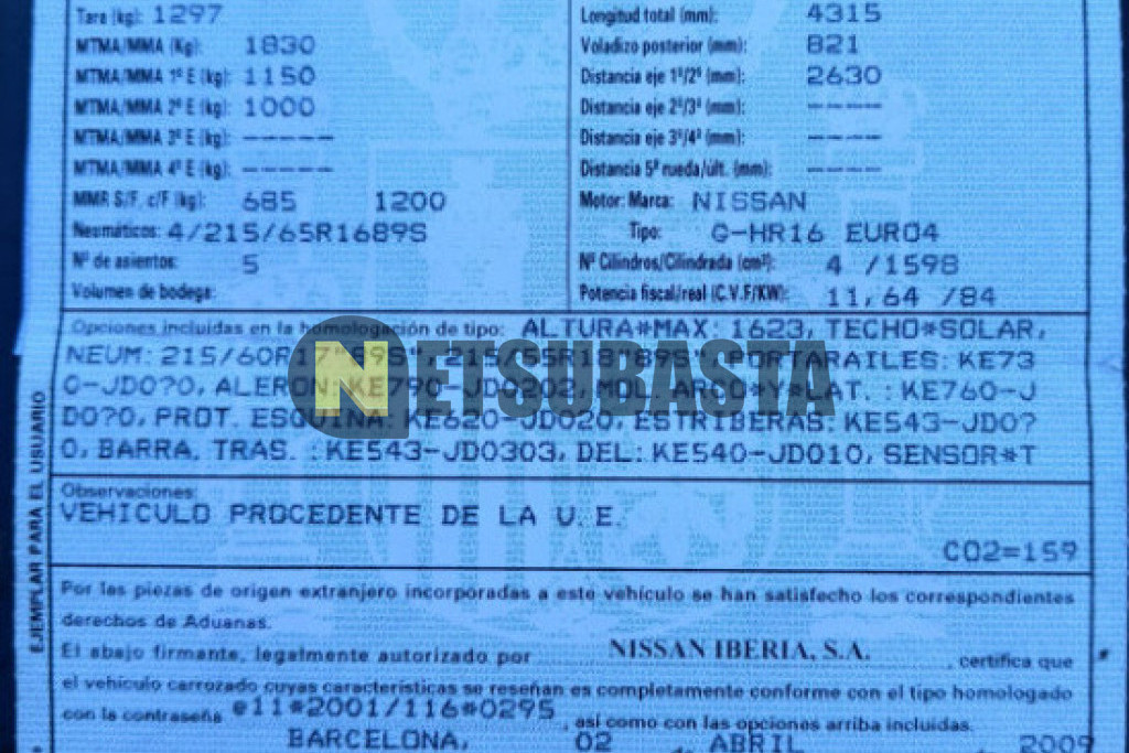 Nissan Qashqai 4x2 1.6 2009