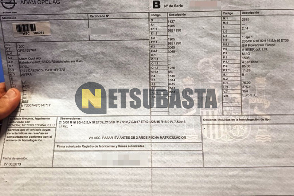 Opel Astra 1.6 2013