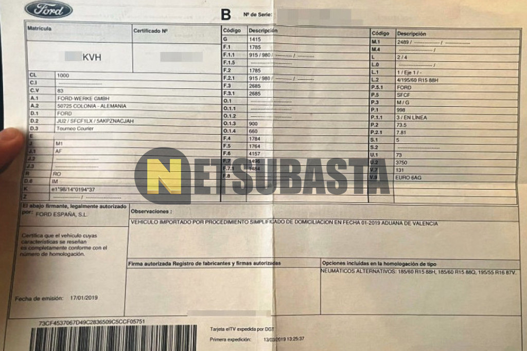 Ford Tourneo Courier 1.0 EcooBoost 2019