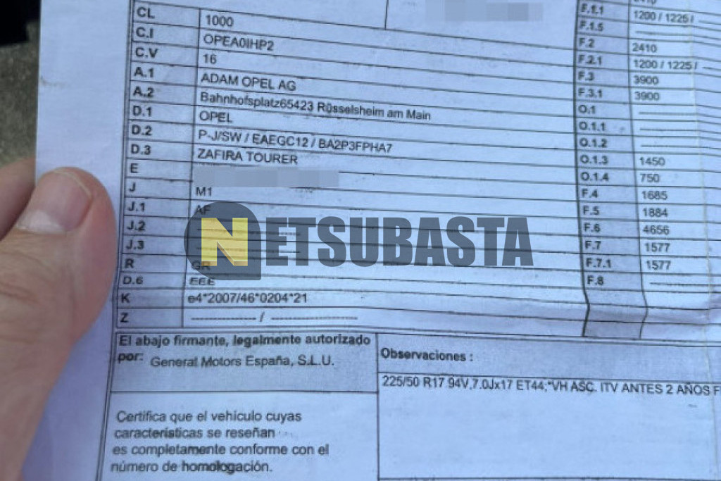 Opel Zafira 1.6 CDTI 7 plazas 2016